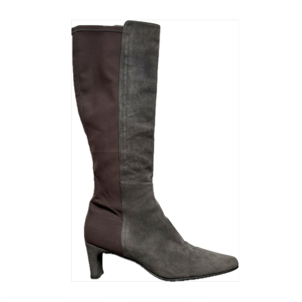 Stuart Weitzman Suede Stretch Tall Boots Grey Brown Size 6
